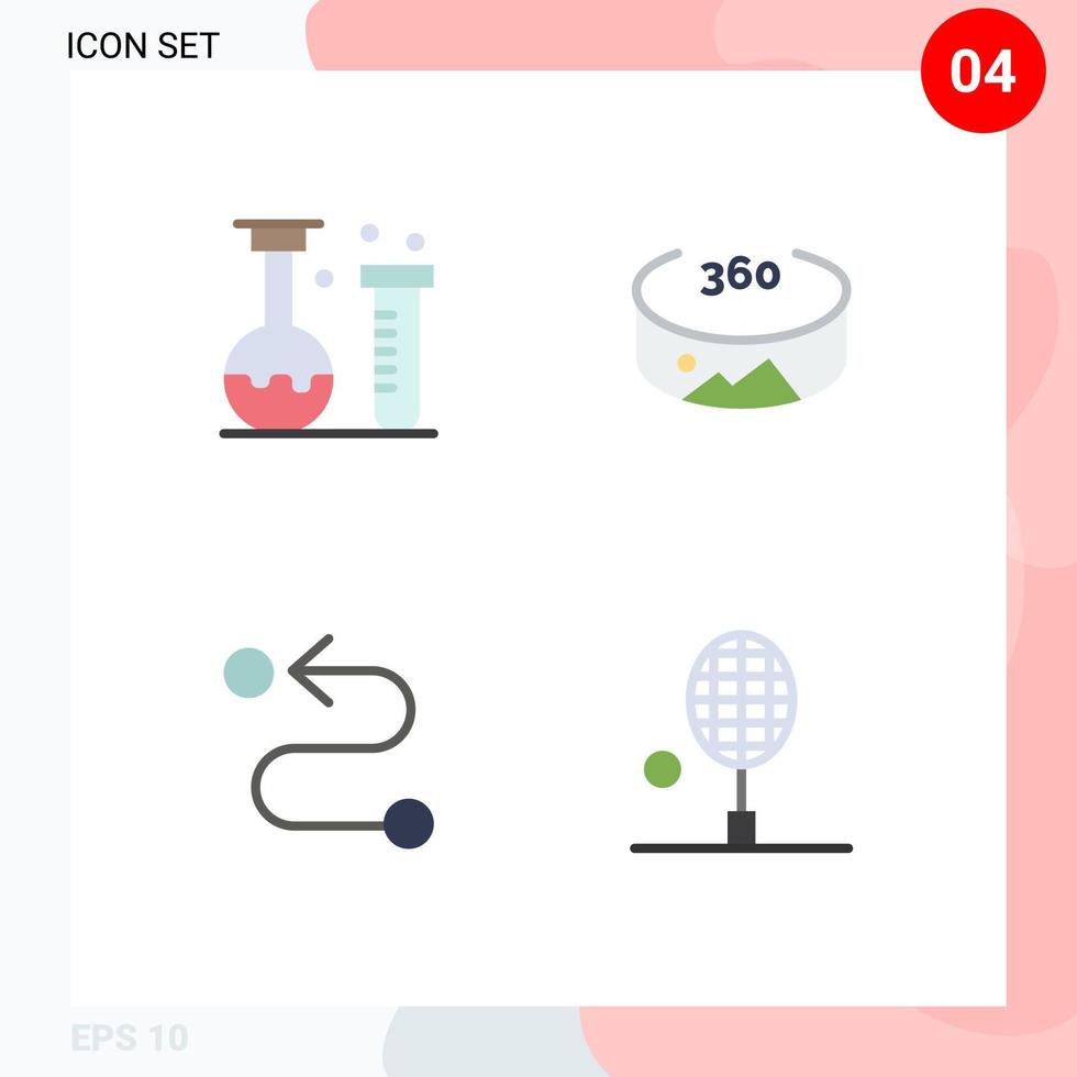 Gruppe von 4 modern eben Symbole einstellen zum Chemie Route Labor Aussicht Schläger editierbar Vektor Design Elemente