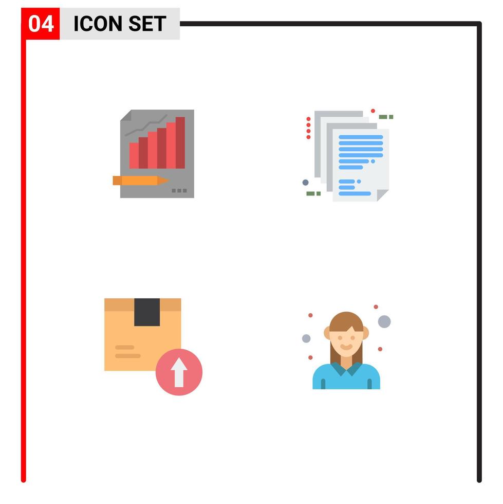 uppsättning av 4 kommersiell platt ikoner packa för statistik företag arkitektur företag marknadsföra papper redigerbar vektor design element