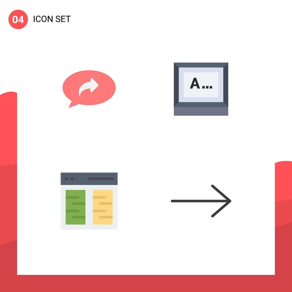 4 universell platt ikon tecken symboler av grundläggande kommunikation rätt text gränssnitt redigerbar vektor design element