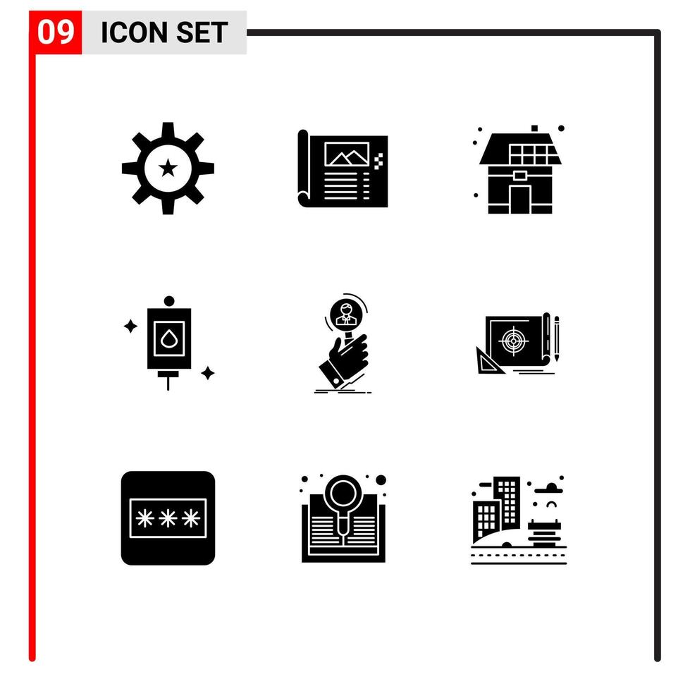 stock vektor ikon packa av 9 linje tecken och symboler för perfusion väska skiss sol- hus redigerbar vektor design element