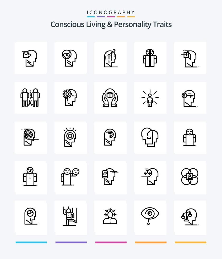 kreativ medveten levande och personlighet egenskaper 25 översikt ikon packa sådan som medicinsk. man bruten. mänsklig. sinne. mänsklig vektor