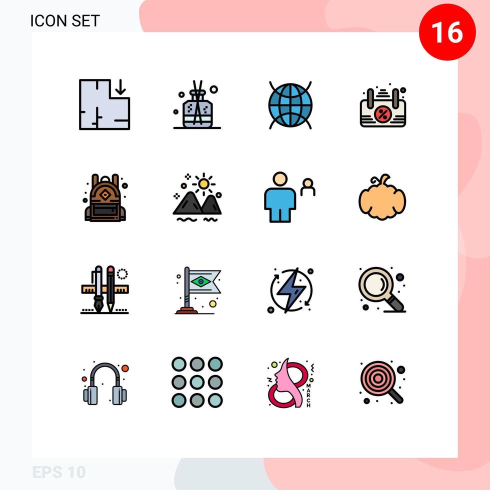 uppsättning av 16 modern ui ikoner symboler tecken för landskap utbildning internet av saker väska ram redigerbar kreativ vektor design element