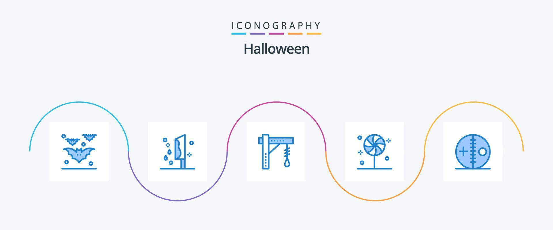 halloween blå 5 ikon packa Inklusive ljuv. godis. mörda. godis. halloween vektor