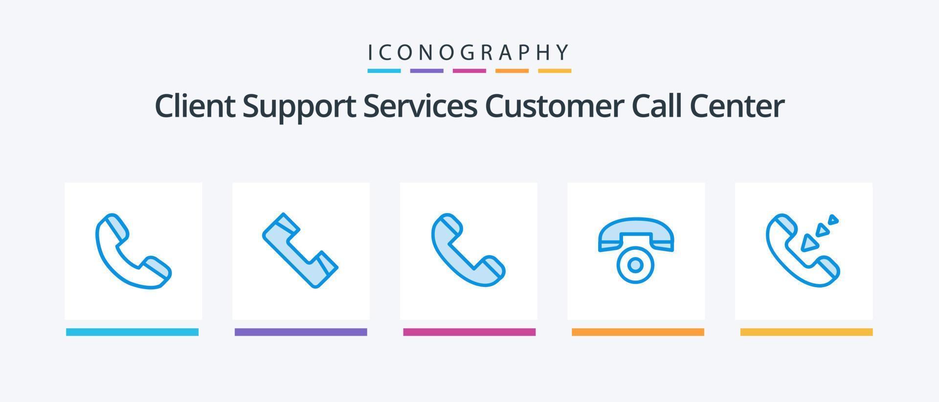 Anruf Blau 5 Symbol Pack einschließlich . Forderung. eingehend. kreativ Symbole Design vektor