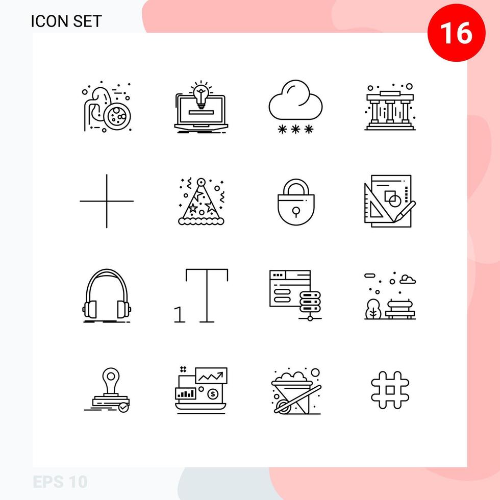 Lager Vektor Symbol Pack von 16 Linie Zeichen und Symbole zum Neu Lernen Lösung Säulen Wetter editierbar Vektor Design Elemente