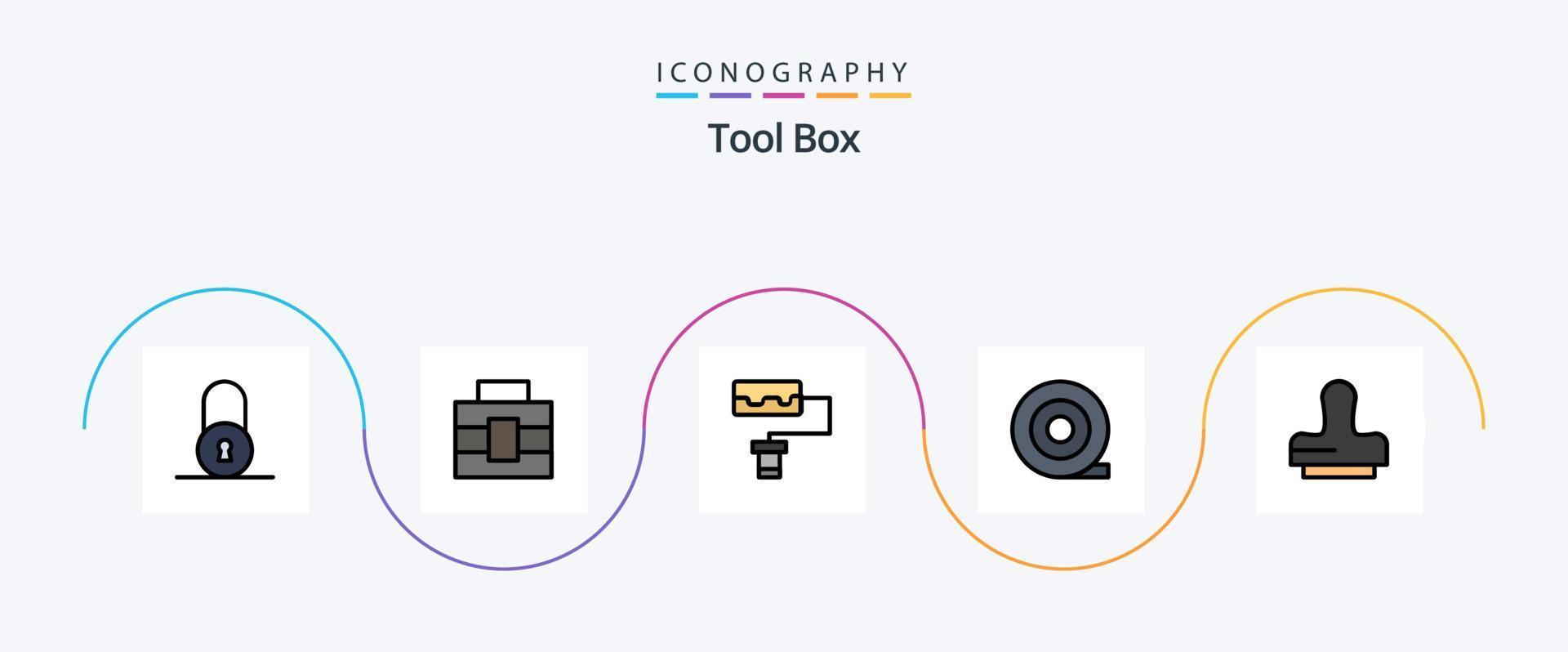 Werkzeuge Linie gefüllt eben 5 Symbol Pack einschließlich . Band. vektor