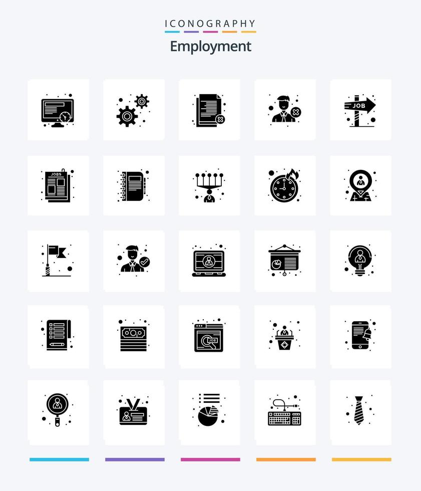 kreativ Beschäftigung 25 Glyphe solide schwarz Symbol Pack eine solche wie Post. Anzeige. Büro. Gelegenheit. Wahl vektor