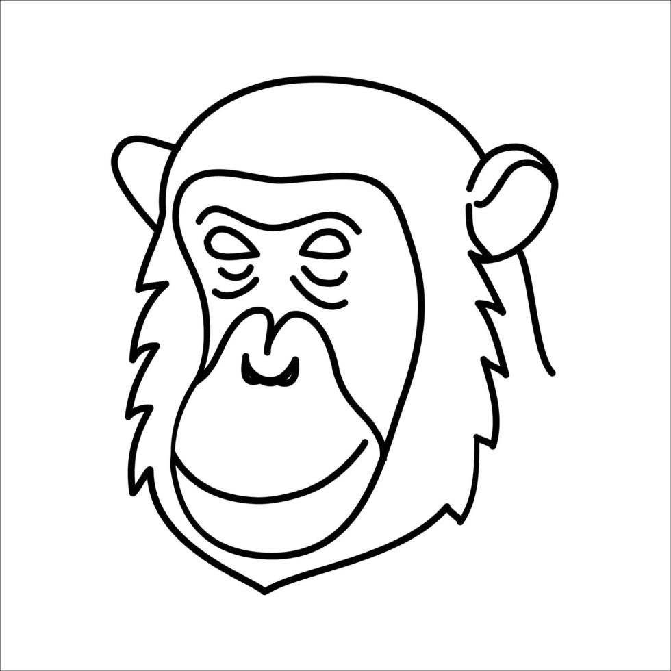 Tierschimpansenikonenentwurf. Vektor, ClipArt, Illustration, Linienikonen-Designstil. vektor