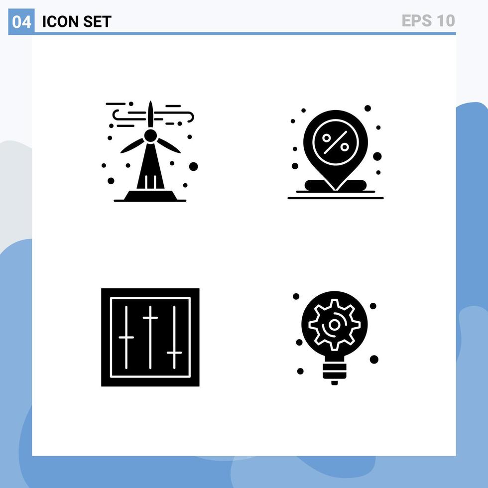 piktogram uppsättning av 4 enkel fast glyfer av ekologi enheter hållbar plats elektronik redigerbar vektor design element