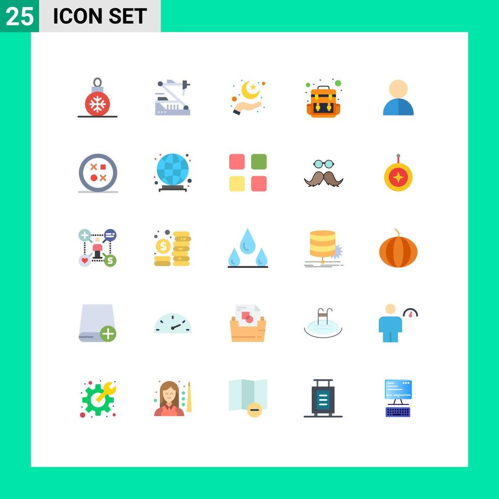användare gränssnitt packa av 25 grundläggande platt färger av avatar läger robotik väska måne redigerbar vektor design element