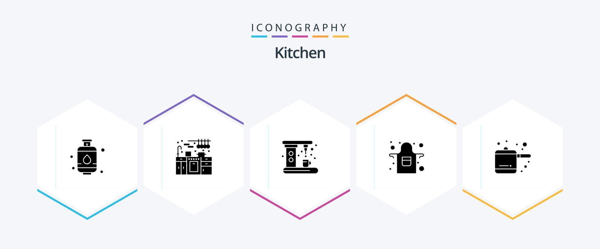 Küche 25 Glyphe Symbol Pack einschließlich . . Küche. Reis Kocher. Küche vektor