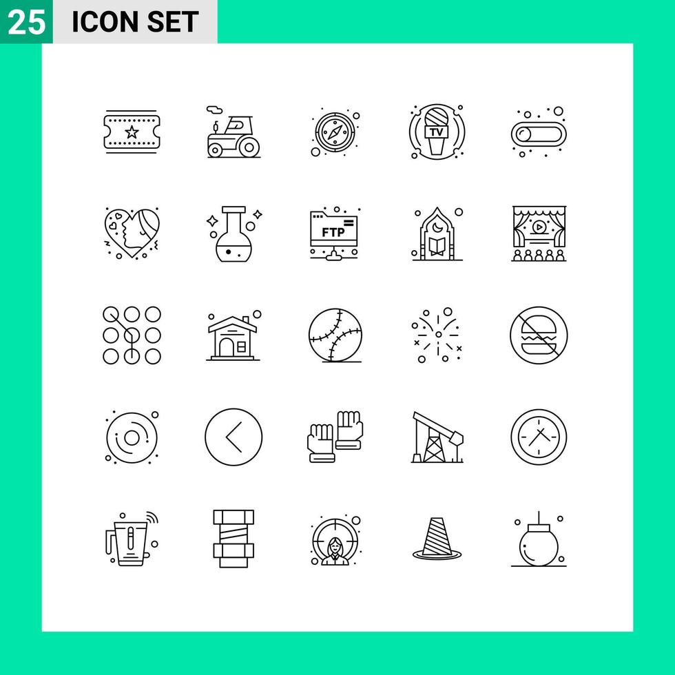 25 universell rader uppsättning för webb och mobil tillämpningar toggle knapp riktning av mikrofon redigerbar vektor design element