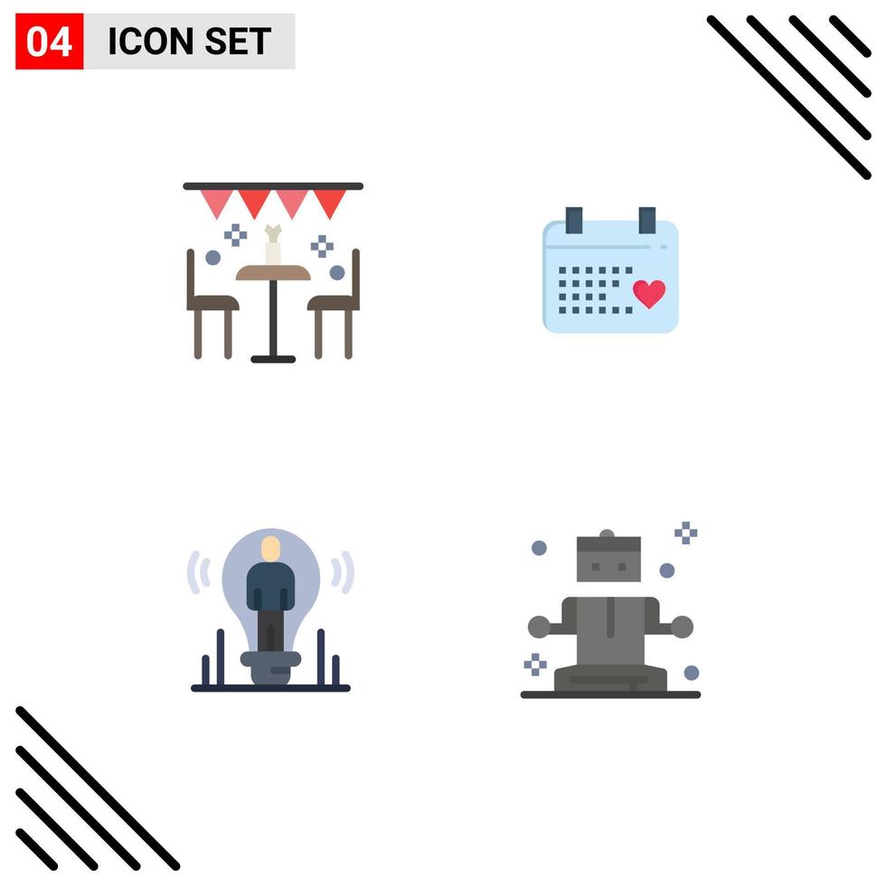 modern uppsättning av 4 platt ikoner och symboler sådan som firande Glödlampa utomhus- dag användare redigerbar vektor design element