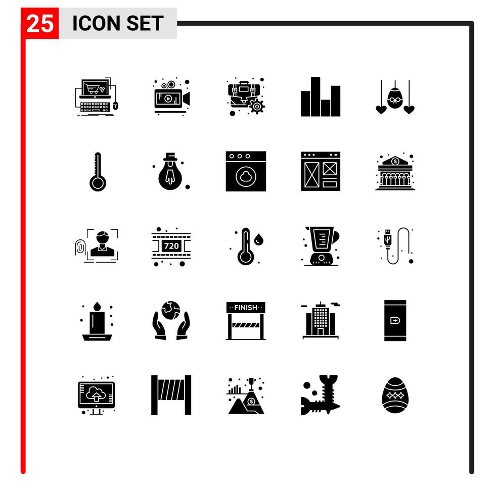 25 användare gränssnitt fast glyf packa av modern tecken och symboler av ägg finansiera portfölj Diagram bar redigerbar vektor design element