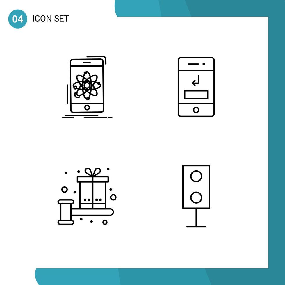 linje packa av 4 universell symboler av data teknologi forskning ring upp låda redigerbar vektor design element