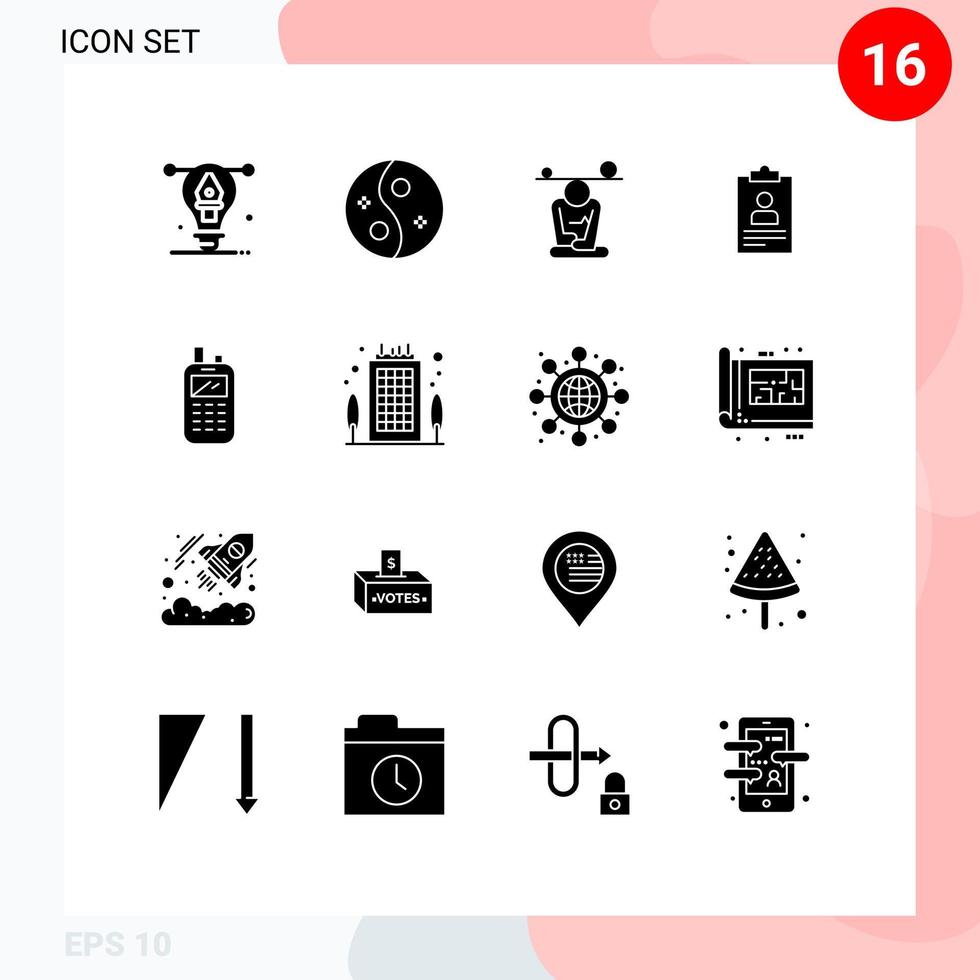 uppsättning av 16 modern ui ikoner symboler tecken för läroplan Ansökan kvinnor återuppta sinne redigerbar vektor design element