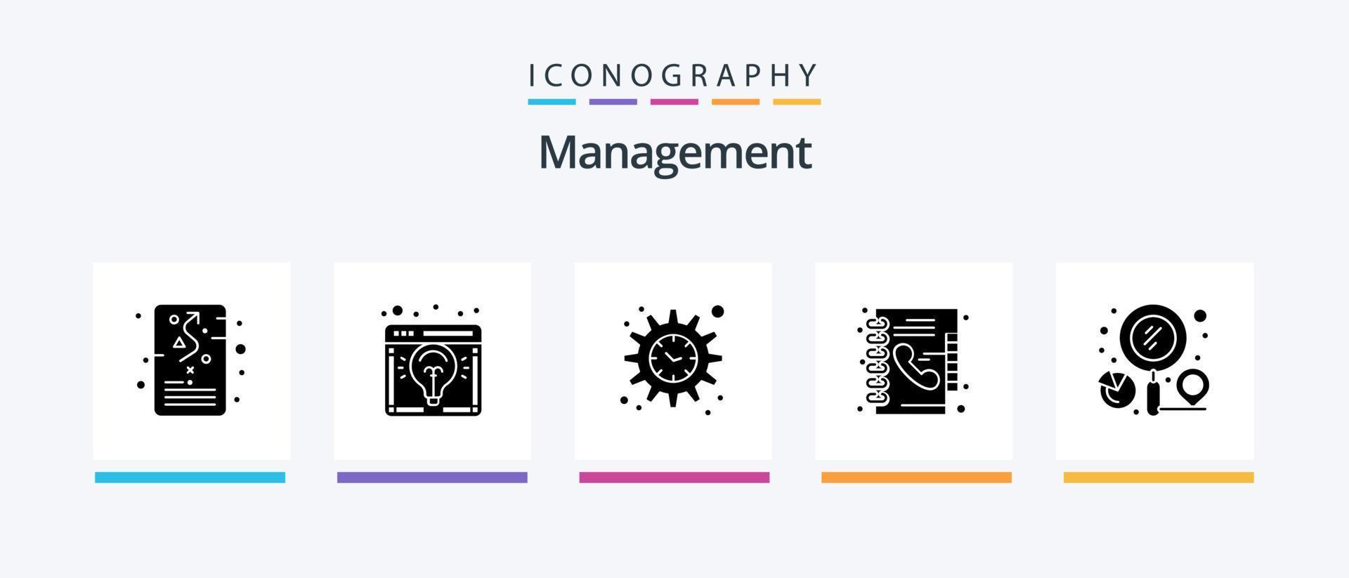 Verwaltung Glyphe 5 Symbol Pack einschließlich Finder. Telefon. Start. Verzeichnis. Zeit. kreativ Symbole Design vektor