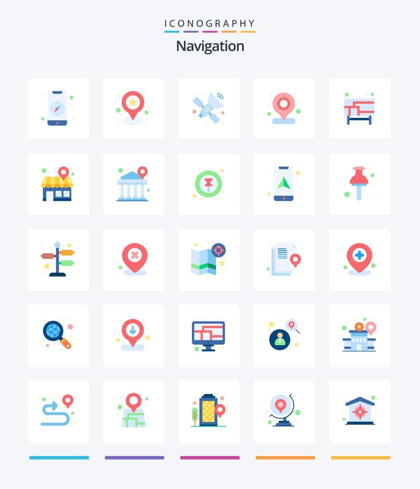 kreativ navigering 25 platt ikon packa sådan som stad. Karta. Plats. stad. plats vektor