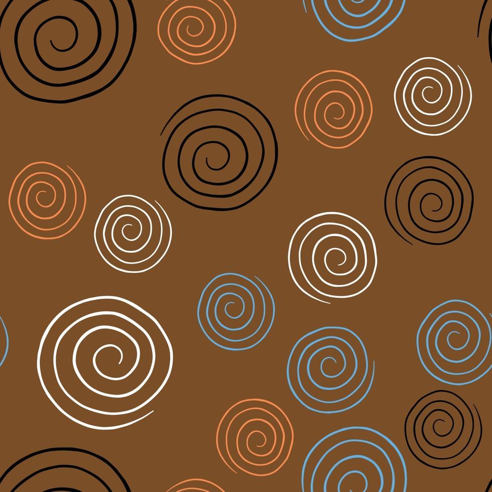 Vektor nahtlose Textur Hintergrundmuster. handgezeichnete, braune, weiße, blaue, orange, schwarze Farben.