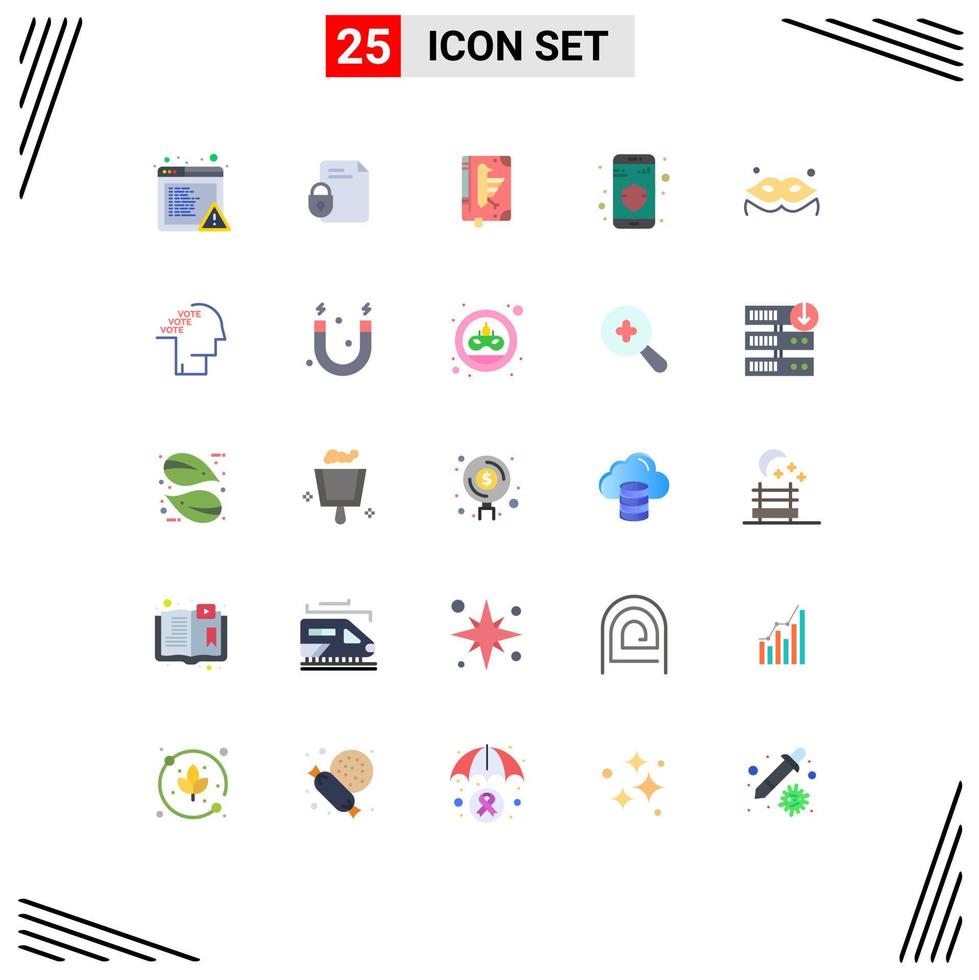 25 universell platt Färg tecken symboler av mask säkerhet bok Integritet påbud redigerbar vektor design element