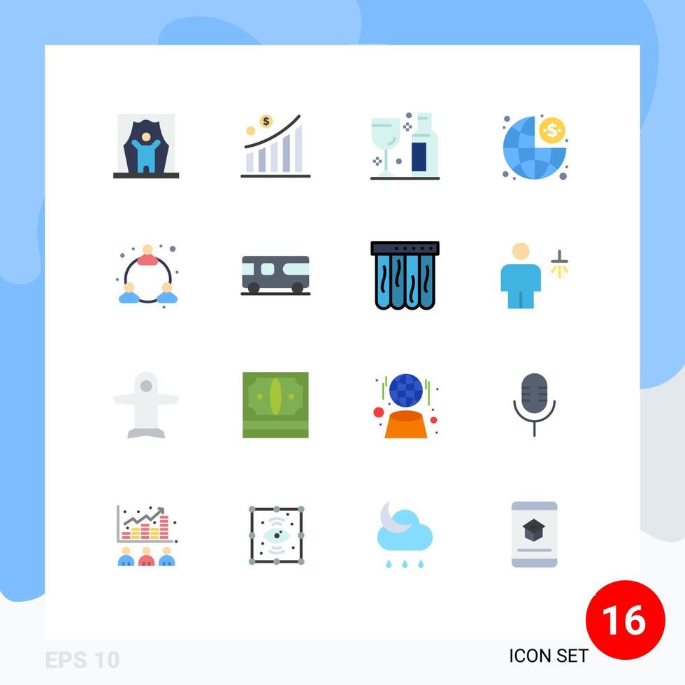 platt Färg packa av 16 universell symboler av webb förvaltning statistisk finansiera vin redigerbar packa av kreativ vektor design element