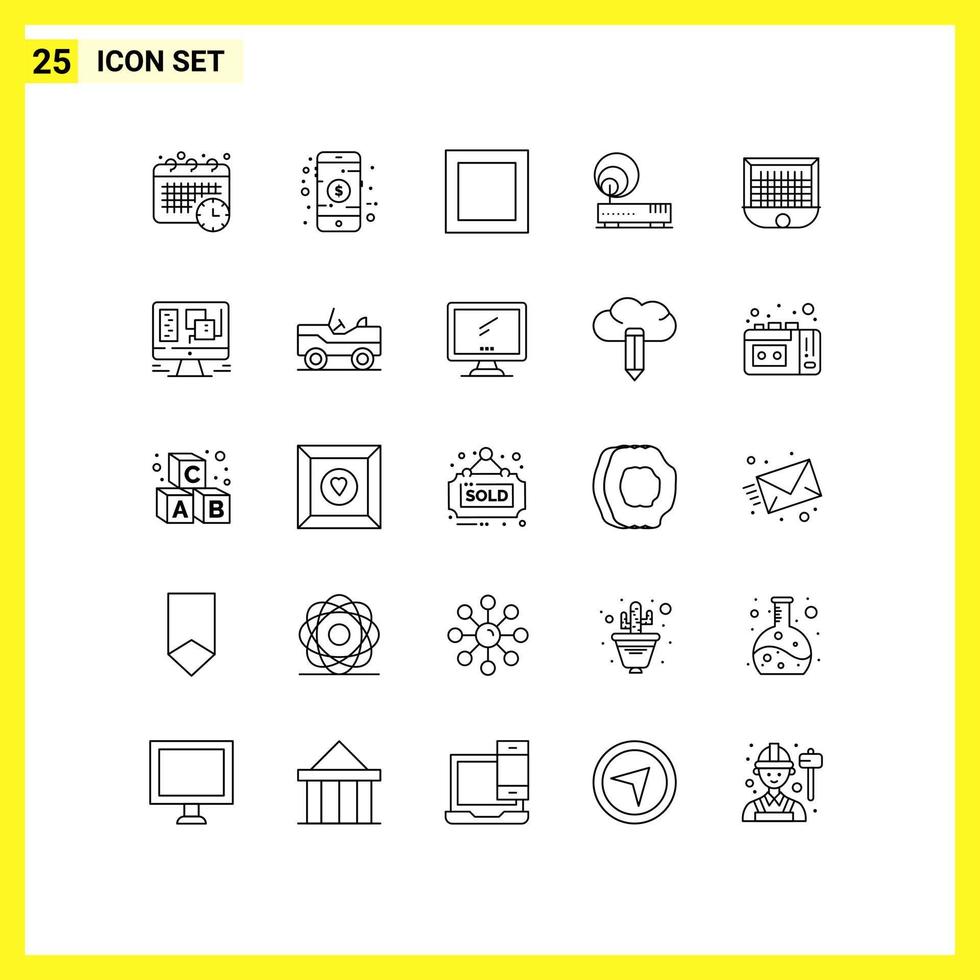 universell ikon symboler grupp av 25 modern rader av netto Port layout boll internet redigerbar vektor design element