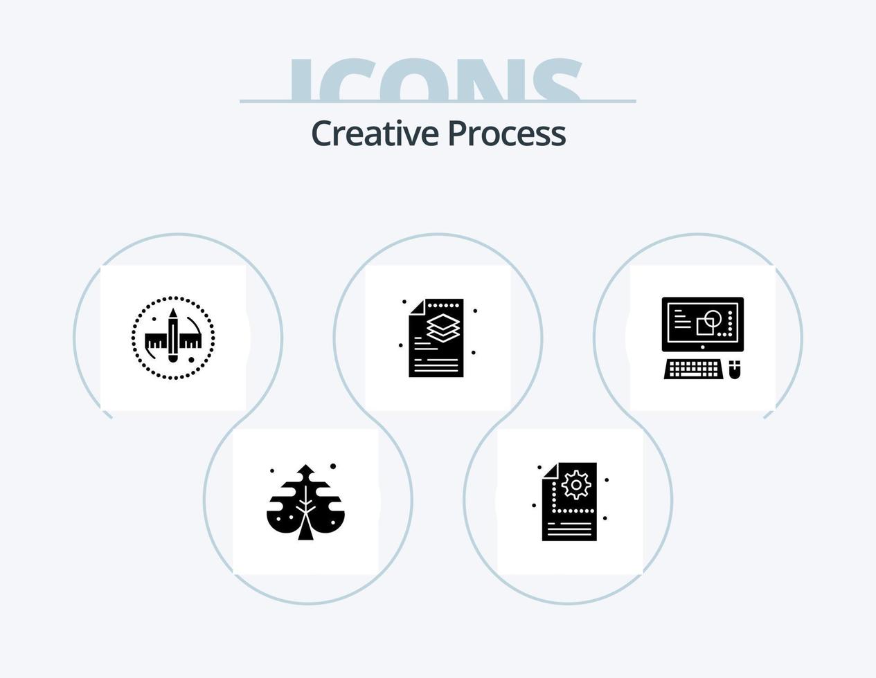 kreativ bearbeta glyf ikon packa 5 ikon design. nyckel styrelse. skikten. kreativ. fil. kreativ vektor