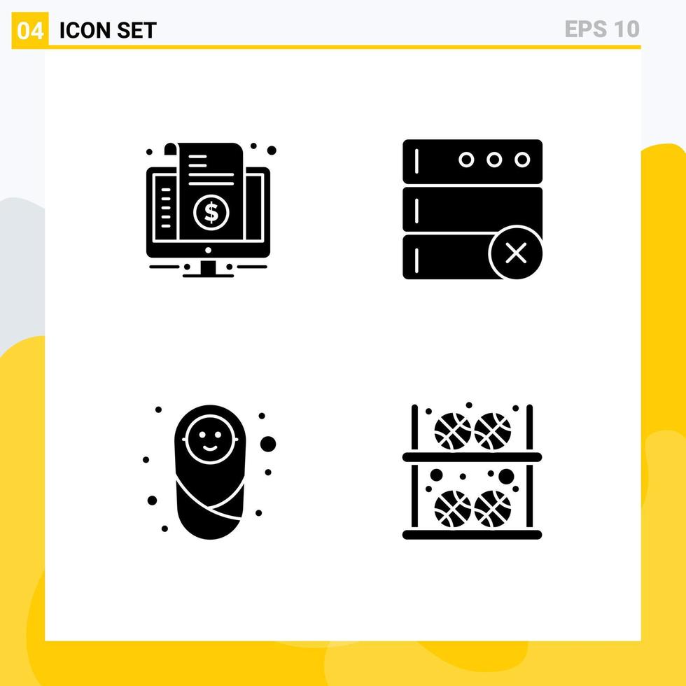 einstellen von 4 modern ui Symbole Symbole Zeichen zum Rechnung Kind Preis löschen Schutz editierbar Vektor Design Elemente