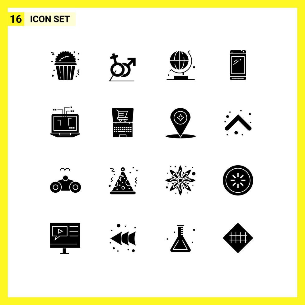 Lager Vektor Symbol Pack von 16 Linie Zeichen und Symbole zum Netzwerk Leistung Bank Welt huawei Clever Telefon editierbar Vektor Design Elemente