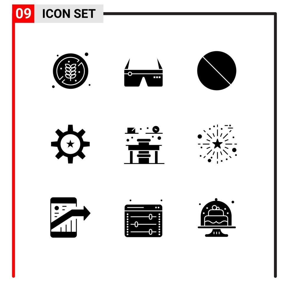 universell ikon symboler grupp av 9 modern fast glyfer av stol Resurser Google förvaltning hr redigerbar vektor design element