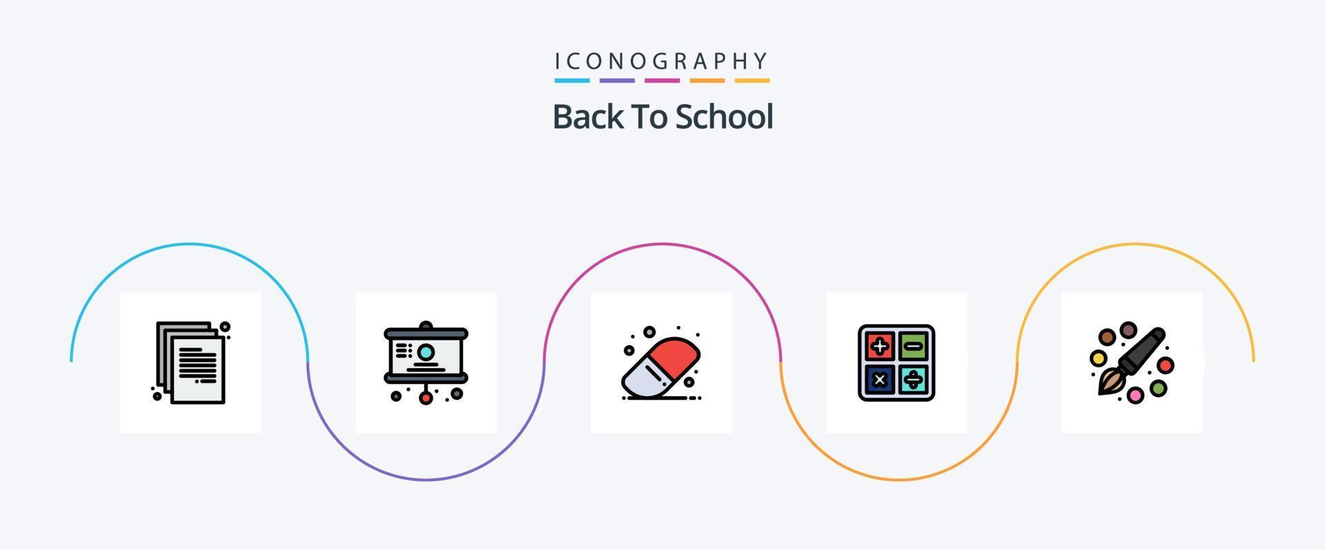 zurück zu Schule Linie gefüllt eben 5 Symbol Pack einschließlich Bildung. Farbe. zurück zu Schule. Formel. Berechnung vektor
