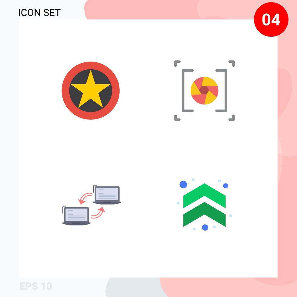 mobil gränssnitt platt ikon uppsättning av 4 piktogram av bricka dator militär rang öppning länk redigerbar vektor design element