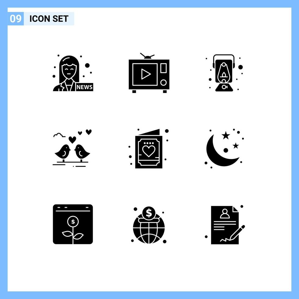 uppsättning av 9 modern ui ikoner symboler tecken för inbjudan barn olja kort bröllop redigerbar vektor design element