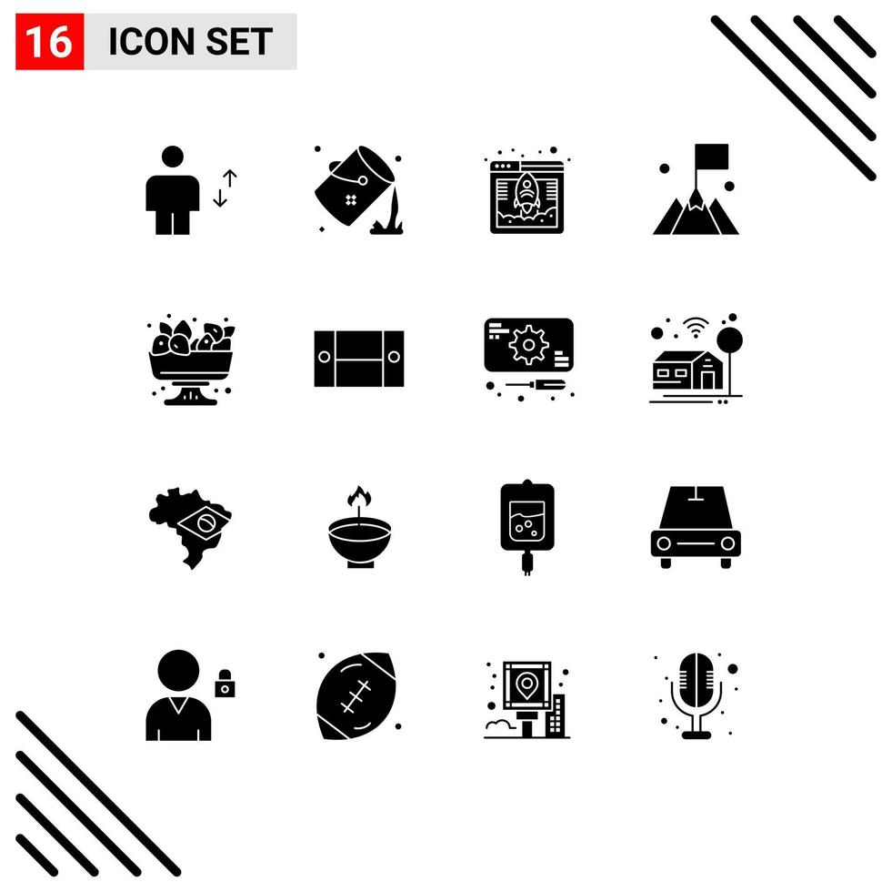 Gruppe von 16 solide Glyphen Zeichen und Symbole zum Benutzer Schnittstelle füllen Flagge schnell editierbar Vektor Design Elemente