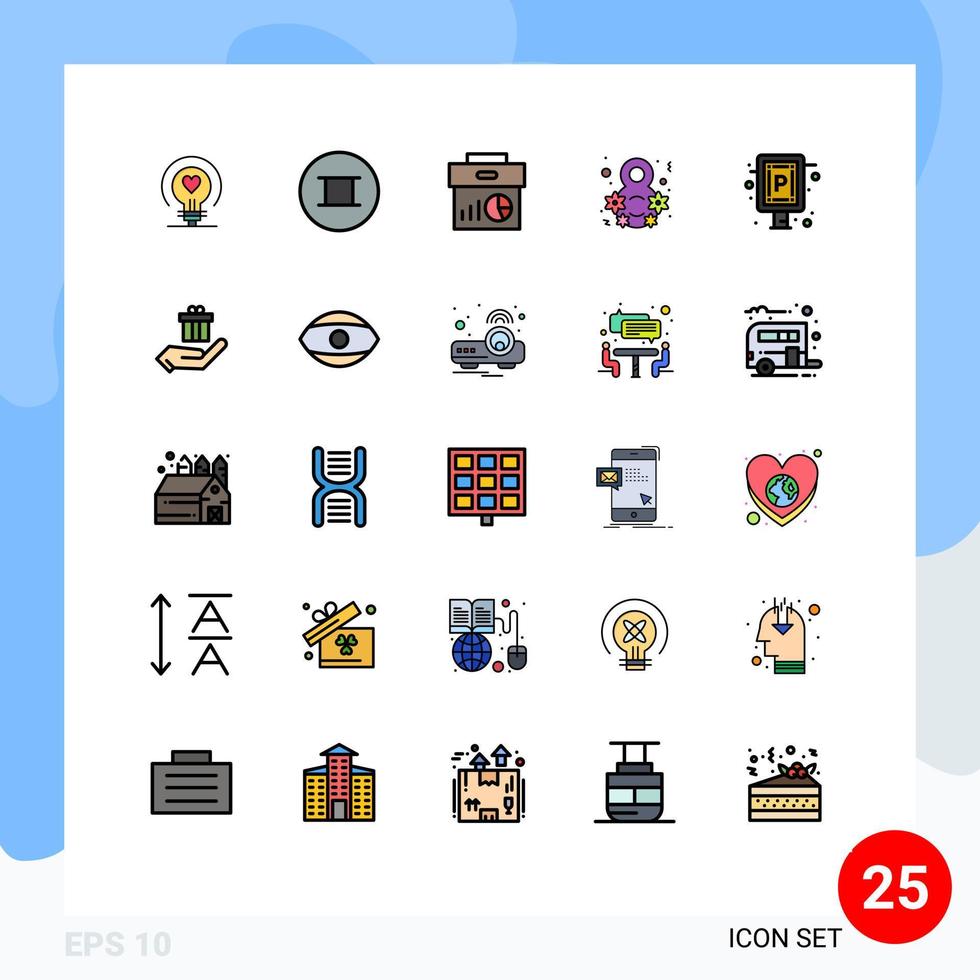 användare gränssnitt packa av 25 grundläggande fylld linje platt färger av parkering kvinnor fira data kvinna dag redigerbar vektor design element