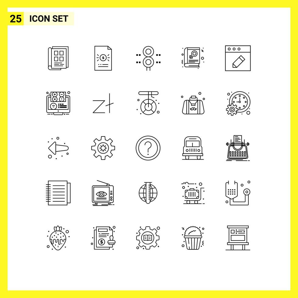 modern uppsättning av 25 rader och symboler sådan som läsa bok fil transport trafik redigerbar vektor design element