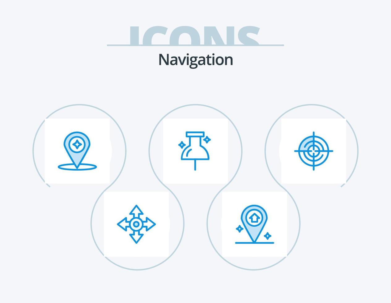 Navigation Blau Symbol Pack 5 Symbol Design. Navigation. GPS. Kompass. definieren. Navigation vektor