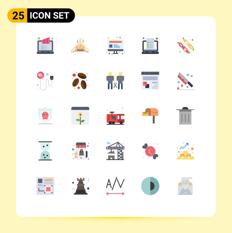 25 universell platt färger uppsättning för webb och mobil tillämpningar godis anteckningar seo notera bärbar dator redigerbar vektor design element