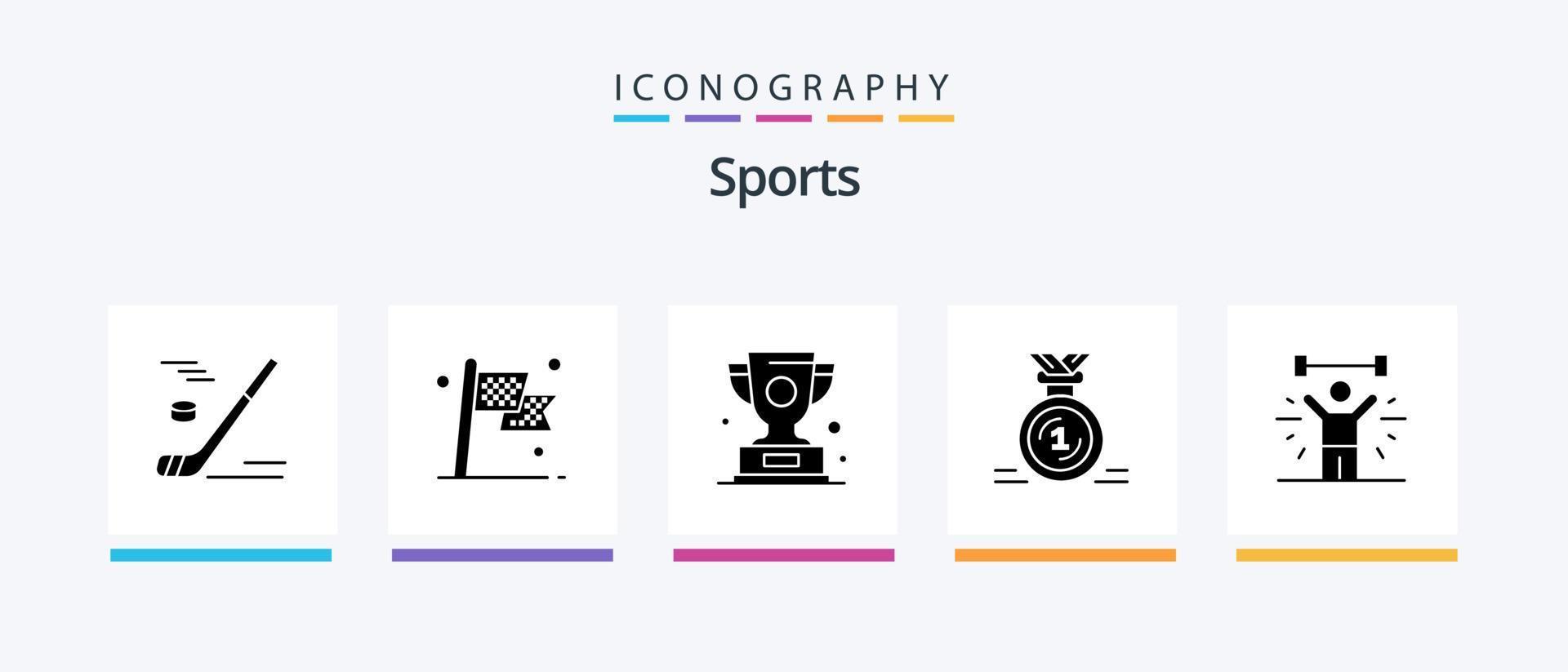 sporter glyf 5 ikon packa Inklusive först. tilldela. lopp. vinnare. vinna. kreativ ikoner design vektor