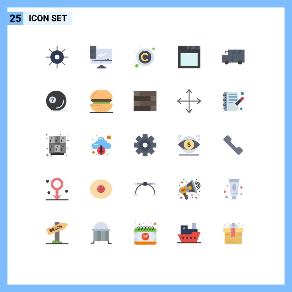 modern uppsättning av 25 platt färger och symboler sådan som buss browser server app licens redigerbar vektor design element