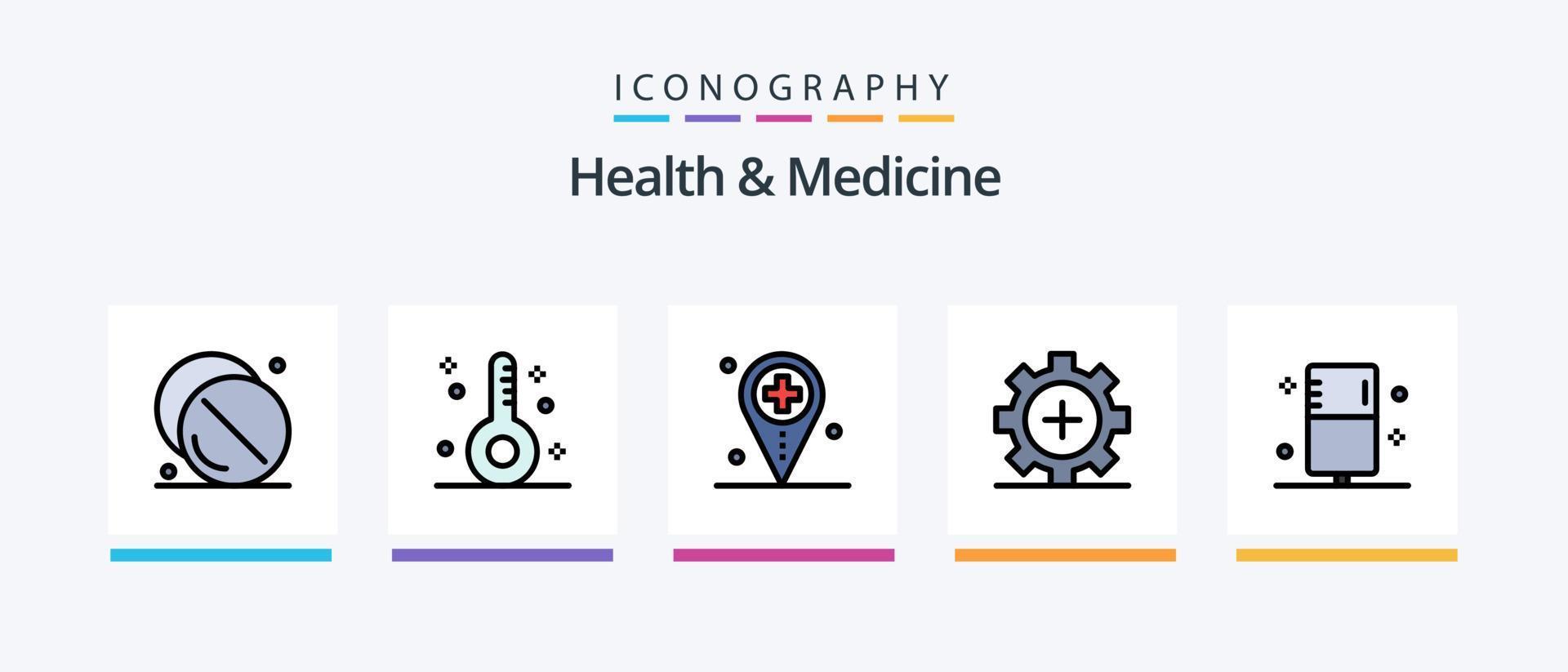 Gesundheit und Medizin Linie gefüllt 5 Symbol Pack einschließlich medizinisch. Standort. Krankheit. Krankenhaus. Medizin. kreativ Symbole Design vektor