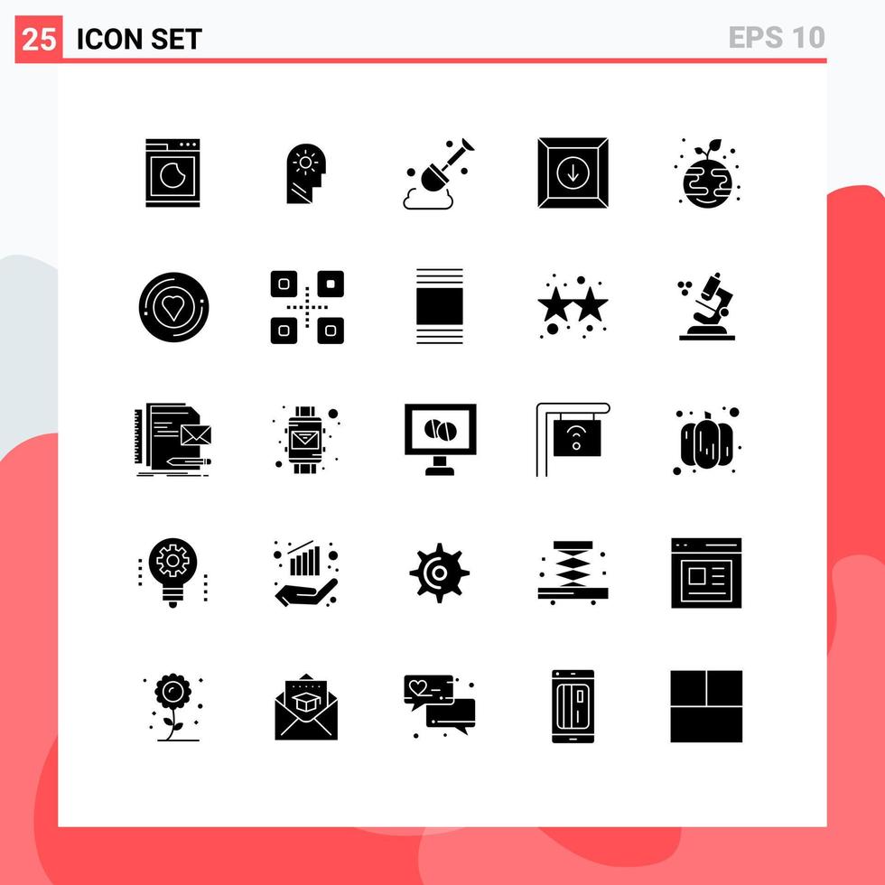 25 solide Glyphe Konzept zum Websites Handy, Mobiltelefon und Apps Globus Wachstum Konstruktion Öko herunterladen editierbar Vektor Design Elemente