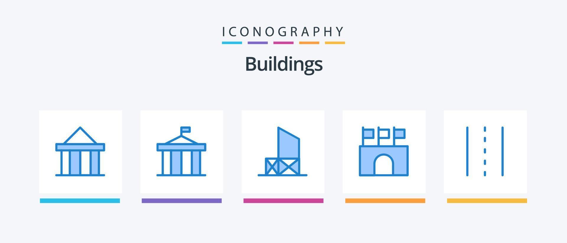 byggnader blå 5 ikon packa Inklusive rader. uppfart. rädda. stadion. offentlig. kreativ ikoner design vektor