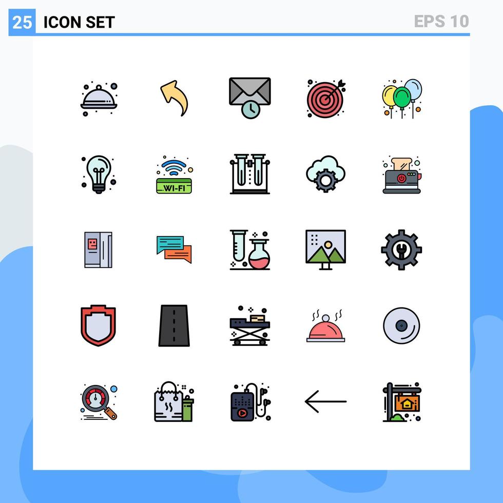 modern einstellen von 25 gefüllt Linie eben Farben und Symbole eine solche wie Luft Netz Geschichte Ziel Suche editierbar Vektor Design Elemente