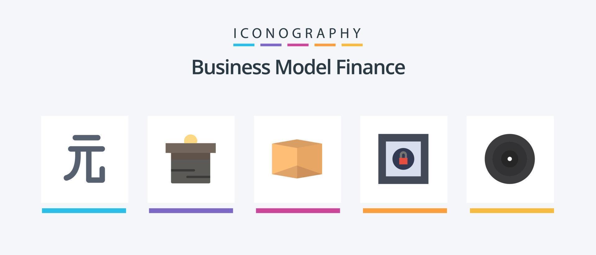 finansiera platt 5 ikon packa Inklusive . mål. produkt. mål. öga. kreativ ikoner design vektor