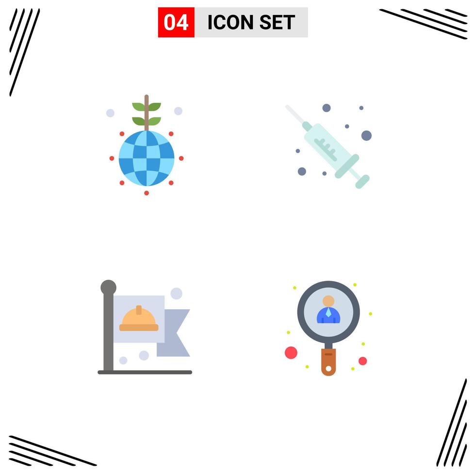 4 användare gränssnitt platt ikon packa av modern tecken och symboler av jord arbetskraft grön medicin anställd redigerbar vektor design element