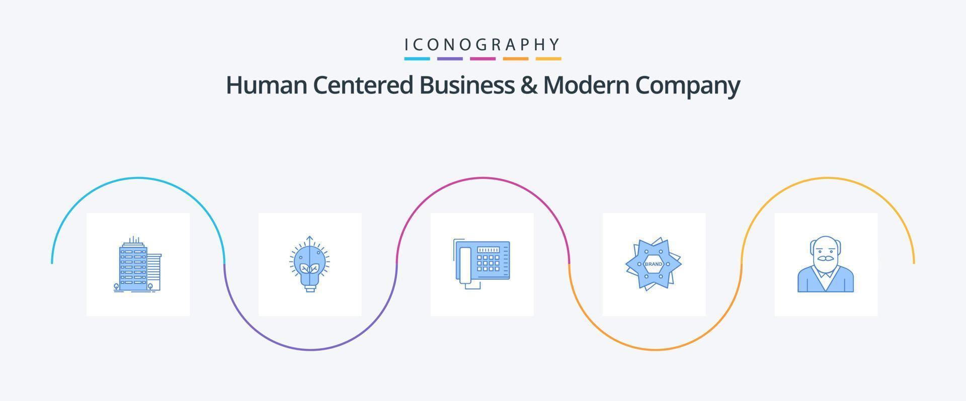 Mensch zentriert Geschäft und modern Unternehmen Blau 5 Symbol Pack einschließlich Opa. Logo. Telefon. Marke. Star vektor