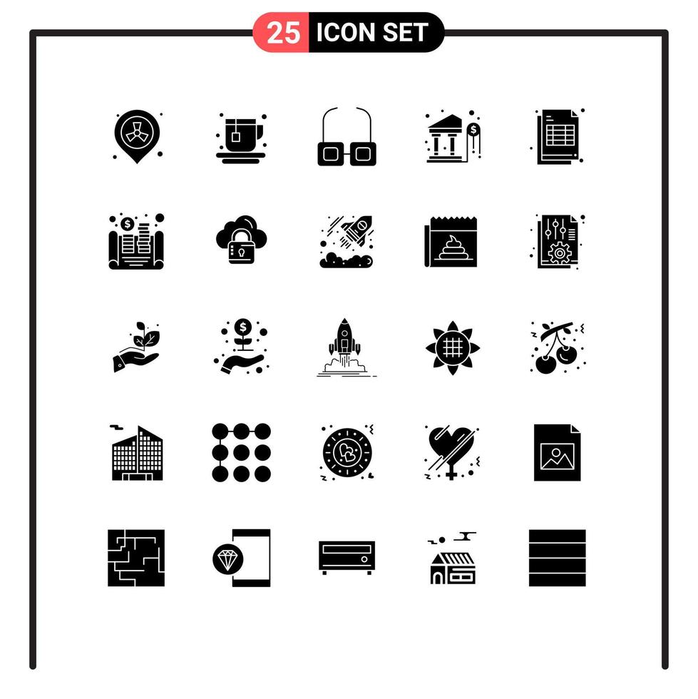25 kreativ Symbole modern Zeichen und Symbole von Kassenbon billig lesen Rechnung Investition editierbar Vektor Design Elemente