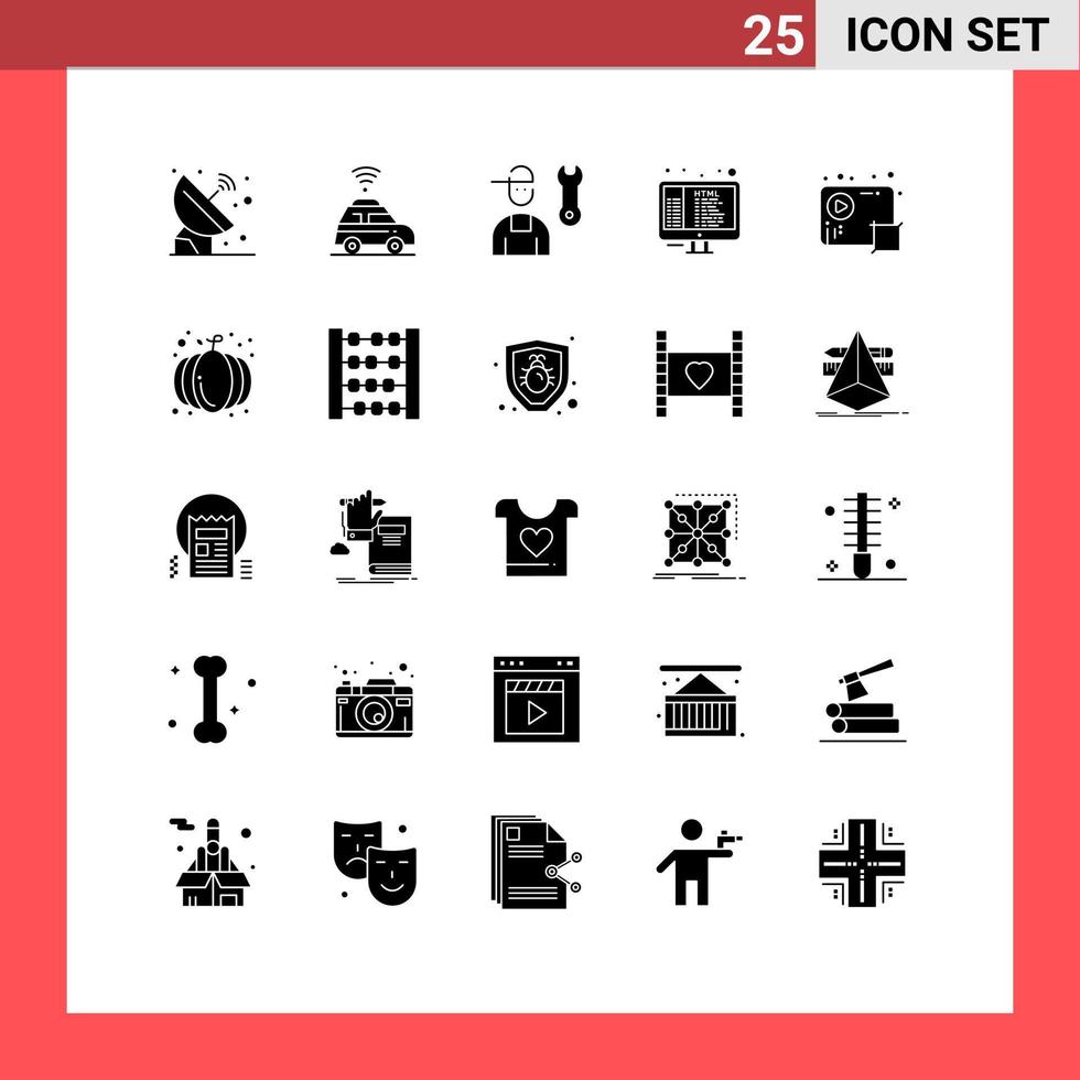 uppsättning av 25 modern ui ikoner symboler tecken för audio html avatar kodning service redigerbar vektor design element