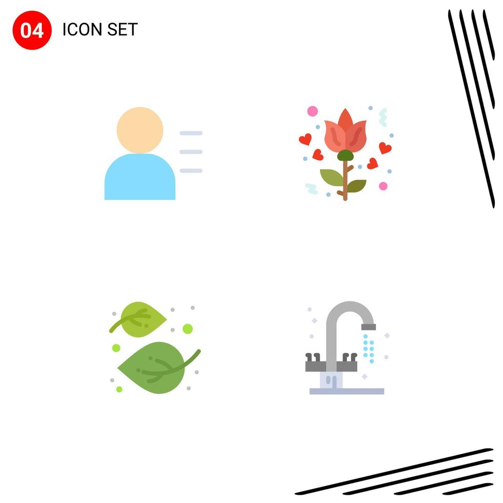 användare gränssnitt packa av 4 grundläggande platt ikoner av utbildning natur blomma höst badrum redigerbar vektor design element